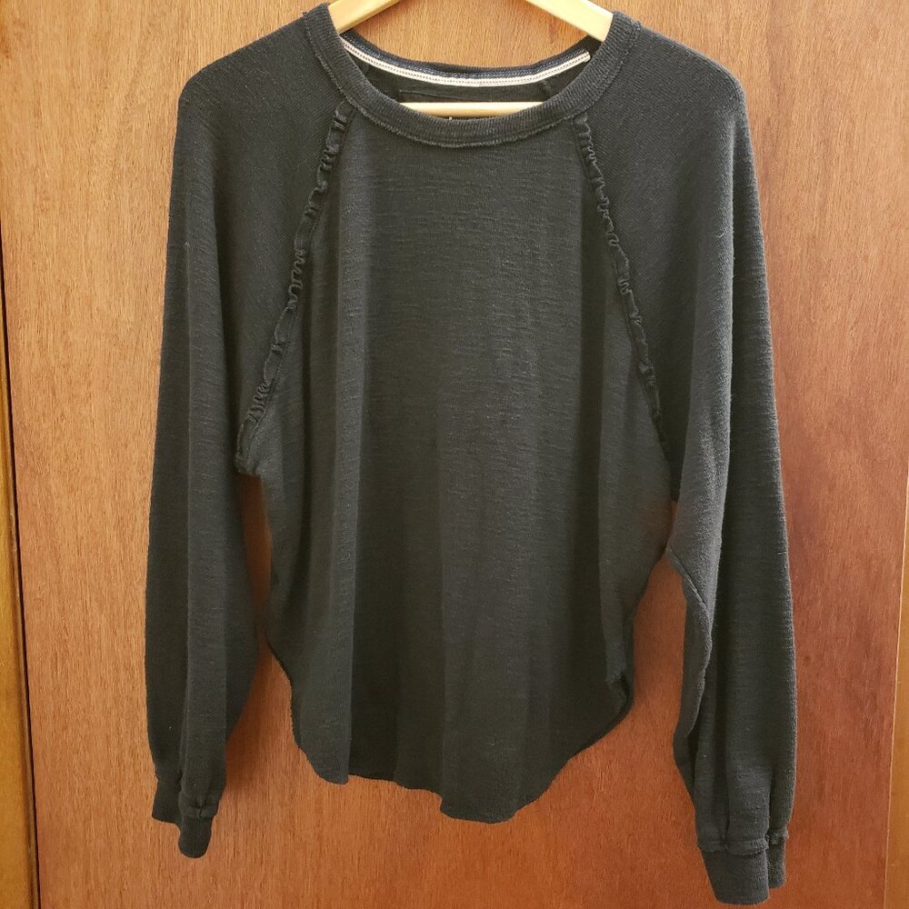 Anthropologie Pilcro Womens Ruffle Trim Pullover Top Size Small